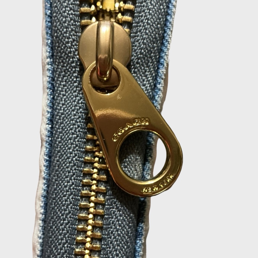 Coach Long Zip Around Wallet In Loved Denim - Picture 5 of 6